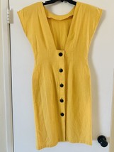 Avon Fashions Vintage 55% Linen + 45% Cotton Yellow Dress *Size 7/88* - £34.02 GBP