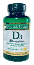 Nature&#39;s Bounty Vitamin D3 50 mcg 2000 IU 240 softgels each 3/2025 FRESH! - £9.42 GBP