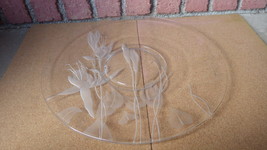 VINTAGE SIGNED DOROTHY THORPE CRYSTAL ETCHED GLASS FUCHSIA FLOWER CHARGE... - £80.12 GBP
