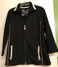 Onque Casuals Sport Couture Jr/Wm. S Black Jacket Knit Full Zip 3/4 Slves 2 Pkts - £14.57 GBP
