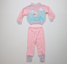 Vintage 90s Girls Toddler 3T 2 Piece Knit Ski Bear Mountains Sweater Out... - $54.40