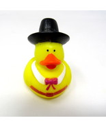 Thanksgiving Pilgrim Boy Man Rubber Duck 2&quot; Tall Black Hat Ducky Squirte... - $8.50