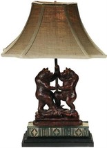 Sculpture Table Lamp Dancing Bears Hand Painted Made in USA OK Casting Mountain - £426.26 GBP