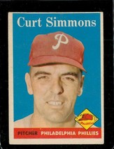 Vintage Baseball Trading Card Topps 1958 #404 Curt Simmons Philadelphia Phillies - £8.60 GBP