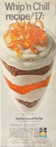 1966 Jell-O Vintage Print Ad Whip&#39;N Chill Recipe 17 Vanilla Crunch Parfait - $14.45