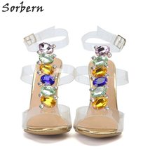 Clear PVC Women Sandals Shoes Crystal Ladies Party Sandals Summer Style Buckle - £131.66 GBP