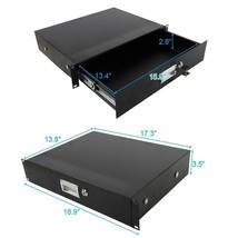 2U Pro Rack Case 19&quot; Steel Plate DJ Drawer Equipment Cabinet w/Key Black... - £65.28 GBP