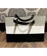 Mid Century Patent Leather Look Handbag - Black White Grey - $15.84