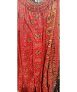 RED TRIBAL PRINT ATS REN FAIRE GYPSY PANTALOONS  - $107.83 CAD