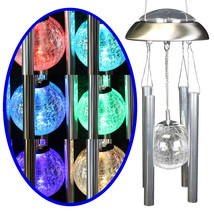 USSELLER BlueDot Solar Powered Color Changing Glass Ball Wind Chime Alum... - $38.99