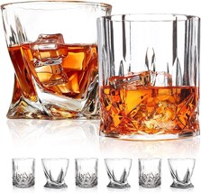 Whiskey Rocks Glasses Old Fashioned Crystal Vintage Bourbon Tumblers Barware 6 - £23.97 GBP