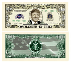Donald Trump Collectible 5 Pack Commander 1 Million Dollar Bills Funny Money - £5.19 GBP