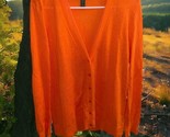 Lauren Ralph Lauren Button Cardigan Women Size M Orange 56% Linen 44% Co... - $33.66