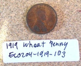1919 Lincoln Wheat Penny, Lamination/Woody Error; Vintage Old Coin as Collection - £7.04 GBP