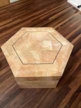 Vintage Tessellated Stone Mable With Brass inlaid wood lined box - £131.45 GBP