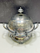 Wilcox Silverplate Domed Hinged Butter Dish &amp; Knife Rest Milk Maid Cow G... - £45.11 GBP