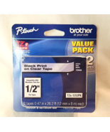 NEW GENUINE - 2-PACK BROTHER TZe-131 12mm (1/2&quot;) Black on Clear LABELS (1) - $11.68 CAD