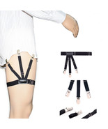 Adjustable 1 Pair Black Nylon Male Shirt Garters Stays for Crease-Resist... - $13.54 CAD