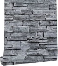 Practicalws Grey Brick Stone Peel And Stick Wallpaper 3D Removable Decor... - £30.55 GBP