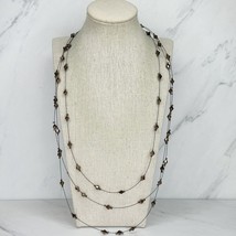 Chico&#39;s Triple Strand Black Wire Beaded Tiered Necklace - £15.63 GBP