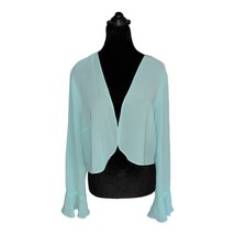 Vintage One Mountain Imports Sheer Teal Cardigan Poet Sleeve Women’s Siz... - £8.94 GBP