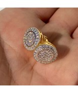 Echt 925 Silber Moissanit Hip Hop Herren Ohrringe Groß Nieten 14k Vergoldet - $59.63