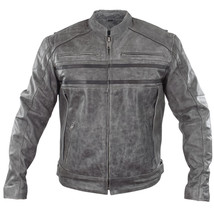 New Handmade Men&#39;s Gray Leather Biker/Racer Jacket 2019 - £122.01 GBP