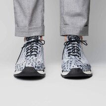 Hand painted genuine ostrich quill Sneaker Shoes Scanno Newspaper gray image 8