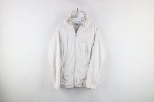 Columbia Womens Medium Distressed Spell Out Fuzzy Shag Fleece Full Zip H... - $19.75
