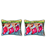 Pair of Betsy Drake Christmas Stockings Large Indoor Outdoor Pillows 16x20 - £69.91 GBP