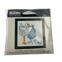 Bucilla Its A Boy Counted Cross Stitch Kit 3x3in 14ct Aida #45902 - $12.82