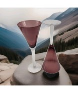 VINTAGE Sherry Purple Amethyst Clear Long Steam Glasses Set of 2 - $277.07 MXN