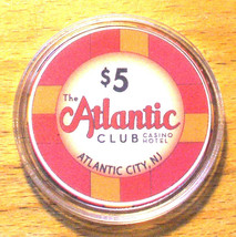 (1) $5. The Atlantic Club Casino Chip - 2012 - Atlantic City, New Jersey - £23.45 GBP