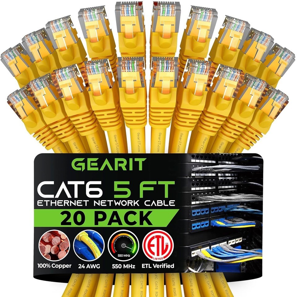 5 Feet Cat 6 Ethernet Patch Cables - 20-Pack, Snagless RJ45 for Fast Internet Item image 3