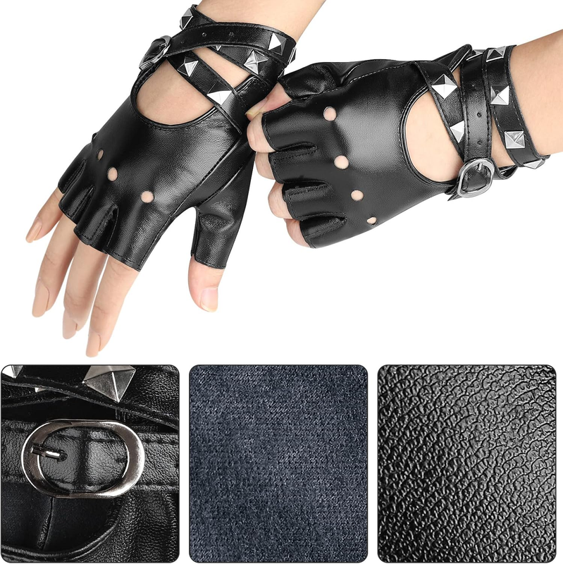 Accmor Leather Punk Gloves Fingerless Gloves for Women Driving Cycling Sports Co Item image 6