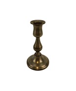 Vintage Brass Candlestick, 5 1/2", Bulbous Stem, Beveled Base - $14.65