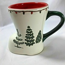 Potters Studio Boot Shaped Whimsical Embossed Christmas Trees Design Coffee Cup - £14.38 GBP
