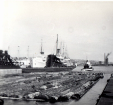 Shipyard Logging Photograph Vintage Photo Harbor Big Ships - $12.99