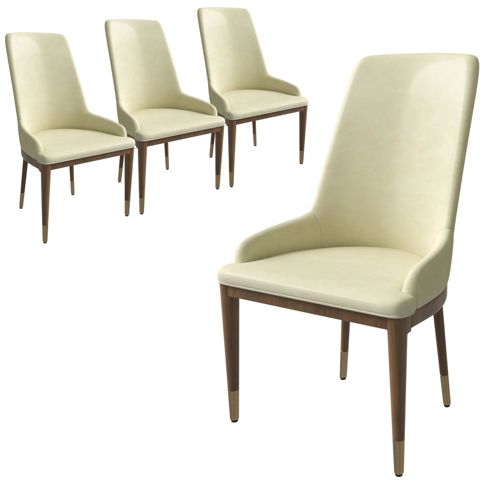 LeisureMod Upholstered Vegan Leather Modern Dining Chair with Rubberwood... - $1,309.28