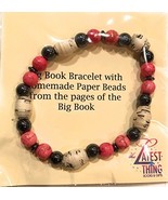 AA Big Book Bracelet Pink &amp; Black Beads Made From Real Pages From The Bi... - £17.40 GBP