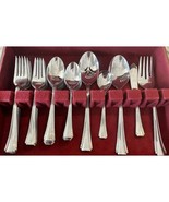 43 Pieces Oneida BORDEAUX Glossy Outlined 18/10 Stainless Flatware &amp; Ser... - $319.23