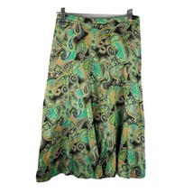 Liz Claiborne Paisley Skirt ~ Sz 4 ~ Teal &amp; Brown ~ Lined ~ Below Knee - £10.87 GBP