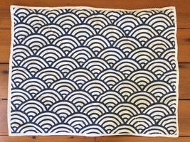 Pottery Barn PB Teen Blue White Cotton Geometric Japanese Wave Pillow Sham Cover - $39.99
