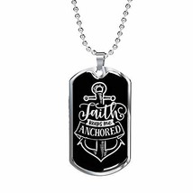 Express Your Love Gifts Faith Keeps me Anchored Dog Tag Necklace Engraved 18k Go - £55.35 GBP