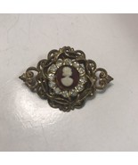 Vintage CORO Cameo Brooch Gold Tone - £13.19 GBP
