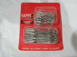 Happy holidays Silver Hooks for Hanging Ornaments 2 Sizes 125 Total Hooks - £4.78 GBP