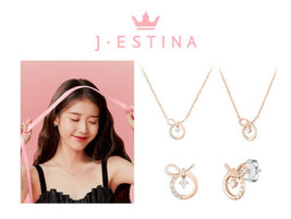 [J.Estina] J.Ribbon Necklace + Earring Set (SET-J0-1082) Korean Jewelry Iu Pick - £119.02 GBP