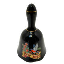 Vintage Lipco Black Metallic Painted New York Souvenir Ceramic Bell 4.5 x 2.75&quot; - £12.40 GBP