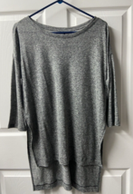Old Navy Womens Small Gray Heather Linen Tunic Top Round Neck 3/4 Sleeve - £9.07 GBP