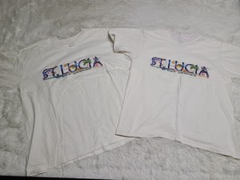 VTG Made in St. Lucia West Indies Souvenir Shirt L &amp; XL Lot His Hers Couple Flaw - £6.84 GBP